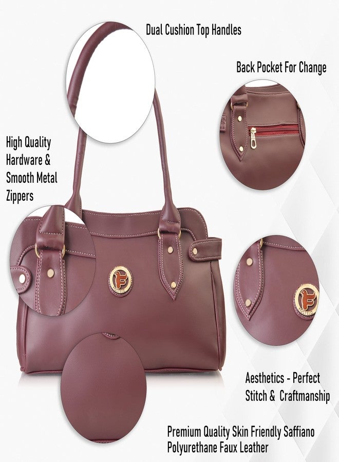 Fostelo Women's Teena Satchel Tote Handbag for Women | Ladies Purse | Stylish Shoulder Bag | Gift For Women | Maroon - Image 2